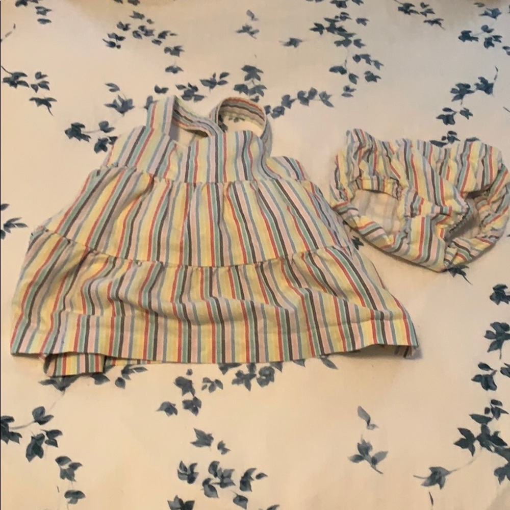 Hanna Andersson Muted Rainbow Dress & bloomers